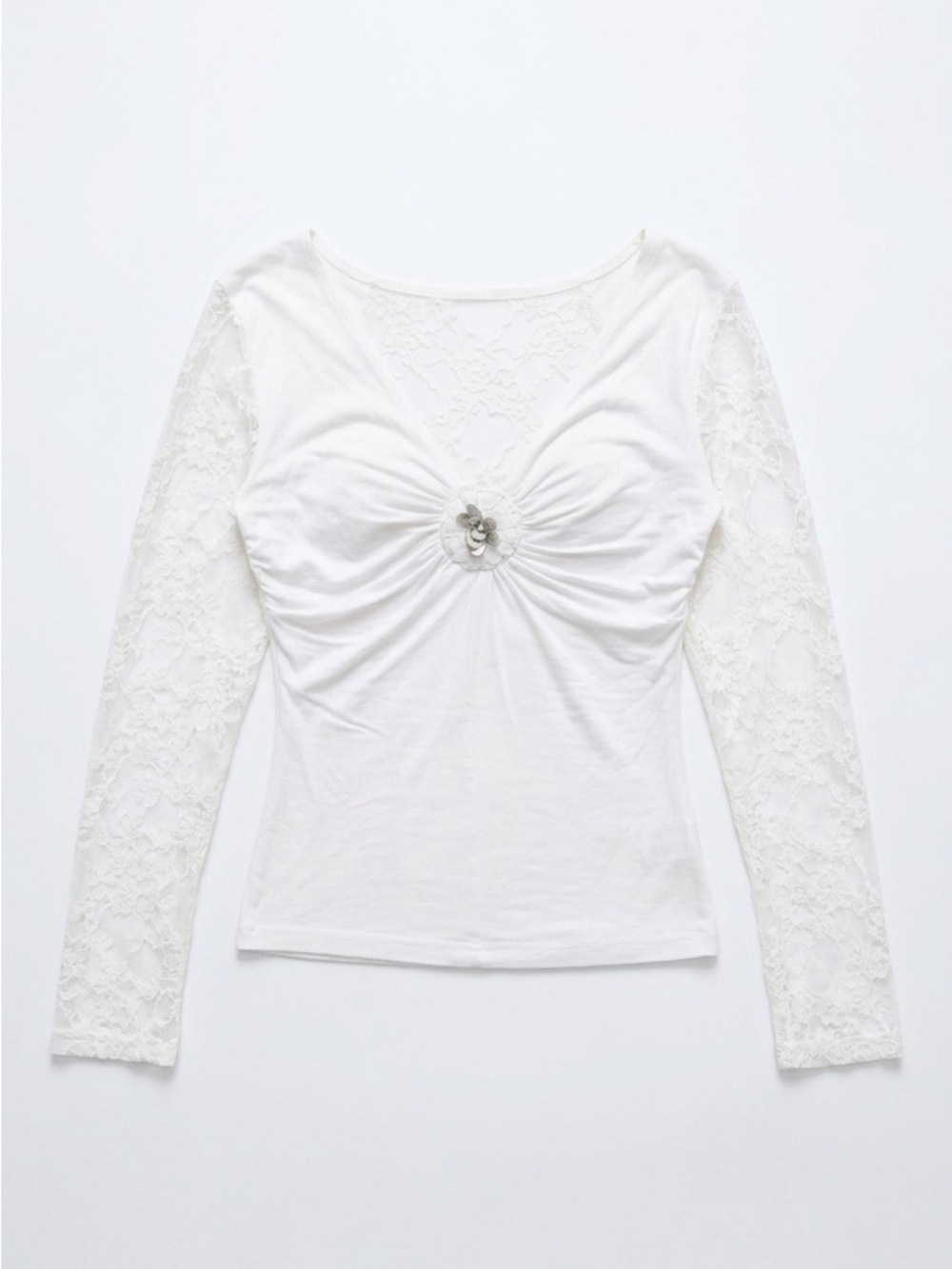 ANIKA Elegant White Lace Long Sleeve Top